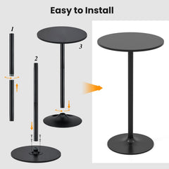 24 Inch Modern Style Round Cocktail Table with Metal Base and MDF Top-1 piece