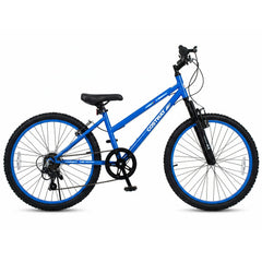 24 Inch Kids Mountain Bike with Shimano 7 Speed and Suspension Fork, Blue