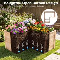 24 Inch L-Shaped Wooden Raised Garden Bed with Open-Ended Base-Natural