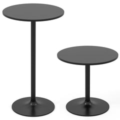24 Inch Modern Round Cocktail Table with Metal Base and MDF Top-Set of 2