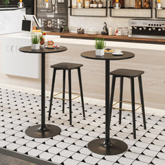 24 Inch Modern Round Cocktail Table with Metal Base and MDF Top-Set of 2