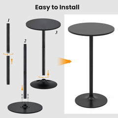 24 Inch Modern Round Cocktail Table with Metal Base and MDF Top-Set of 2