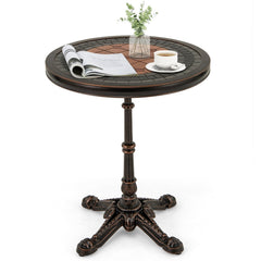24 inches Round Patio Dining Table Weather-resistant Cast Aluminum Table-Bronze