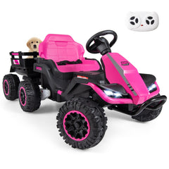 24V Kids Ride On Tractor with 2 Driving Modes, USB Media Centre and 2.4G Remote, Pink