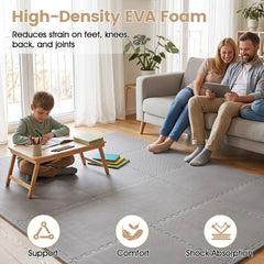 24 Pack Non-Slip Protective Interlocking EVA Foam Floor Tiles-Grey