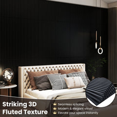 24-Pack PVC Slat Wall Panels for Interior Wall Decoration for Living Room and TV Background-Black