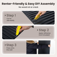 24-Pack PVC Slat Wall Panels for Interior Wall Decoration for Living Room and TV Background-Black
