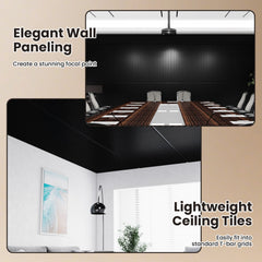 24-Pack PVC Slat Wall Panels for Interior Wall Decoration for Living Room and TV Background-Black