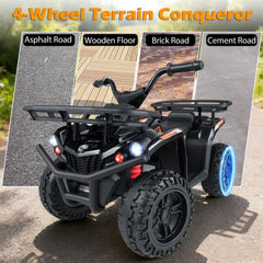 24V Kids Ride On ATV Quads, Pair of Two, One Black and One Pink, Dual 35W Motors and Storage Baskets, 66 lb Each