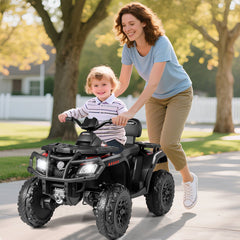 24V 2 Seater Kids Ride On ATV with Four Motors, 130 lb Capacity, Spring Suspension and Radio, Ages 3 to 8, Black