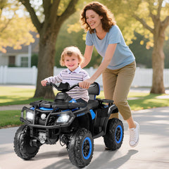 24V 2 Seater Kids Ride On ATV with 4WD, 24V 7Ah Battery, Spring Suspension and Radio, 130 lb, Blue