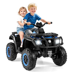 24V 2 Seater Kids Ride On ATV with 4WD, 24V 7Ah Battery, Spring Suspension and Radio, 130 lb, Blue