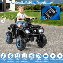 24V 2 Seater Kids Ride On ATV with 4WD, 24V 7Ah Battery, Spring Suspension and Radio, 130 lb, Blue
