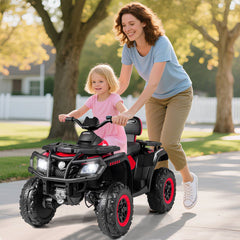 24V 2 Seater Kids Ride On ATV with Anti Slip Handlebars, Wide Seats, Footrests and Radio, 130 lb, Red