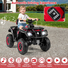 24V 2 Seater Kids Ride On ATV with Anti Slip Handlebars, Wide Seats, Footrests and Radio, 130 lb, Red