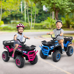 24V Kids Ride On ATV Quad with Soft Start, Two 25W Motors, Rear Rack and Wireless Connection, 66 lb, Navy