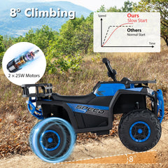 24V Kids Ride On ATV Quad with Soft Start, Two 25W Motors, Rear Rack and Wireless Connection, 66 lb, Navy