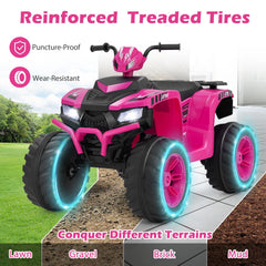24V Kids Ride On ATV Quad with Soft Start, Ergonomic Seat, Anti Slip Handles and Wide Footrests, 77 lb, Pink