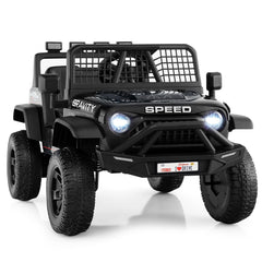 24V Kids Ride On Truck with Parent Remote, 3 Speeds, Emergency Brake, Front Springs and 6 Songs, 66 lb, Black