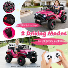 24V Kids Ride On Truck with 6 Songs, 4 Stories, FM Radio, USB and Parent Remote, 66 lb, Pink