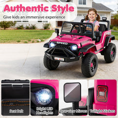 24V Kids Ride On Truck with 6 Songs, 4 Stories, FM Radio, USB and Parent Remote, 66 lb, Pink
