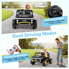 24V 2 Seater Kids Ride On Truck with Dual 65W Motors, 88 lb Seat Capacity and 3 Speed Parent Remote, Black