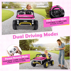 24V 2 Seater Kids Ride On Truck with 5 Speed Settings, Story Playback and USB Media Centre, Pink