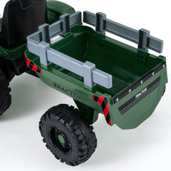 24V Kids Ride On Tractor with Detachable Trailer, Dual 50W Motors, 24V 9Ah Battery and 3 Speed Remote, Dark Green