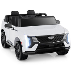 24V Licensed Cadillac 2 Seater Kids Ride On SUV with Spring Suspension and Parent Remote, White