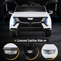 24V Licensed Cadillac 2 Seater Kids Ride On SUV with Spring Suspension and Parent Remote, White