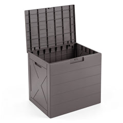 25 Gallon Storage Bin with Lid Carry Handles and Lock Hole for Patio Furniture Accessories-Gray