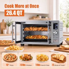 26.4 Quart French Door Convection Toaster Oven with 11 Presets 1500W Countertop Oven