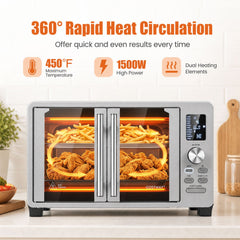 26.4 Quart French Door Convection Toaster Oven with 11 Presets 1500W Countertop Oven