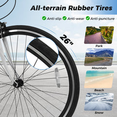 26 Inch Mountain Bike with Shimano 6 Speed and Caliper Brakes, Gray