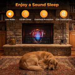 26 Inch WiFi Infrared Quartz Electric Fireplace Insert Logs Heater with Realistic Lemonwood Logs-Black