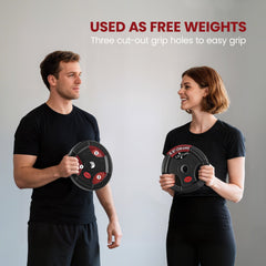 Weight Plates Set, 2-Inch Barbell Weights Set w/Tri-Grips for Home Gym Weightlifting and Strength Training, 2 x 11lbs