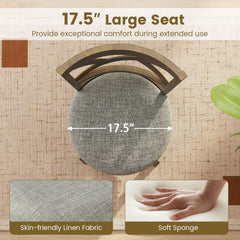 Set of 2 Swivel Counter Stools with Cross Back and Grey Linen Seat, 25 Inch Seat on the Drawing