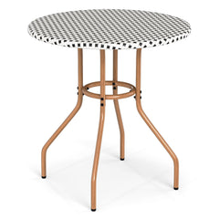 27.5 inch Outdoor Bistro Table with Heavy Duty Metal Frame and Adjustable Foot Pads-white