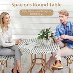 27.5 inch Outdoor Bistro Table with Heavy Duty Metal Frame and Adjustable Foot Pads-white