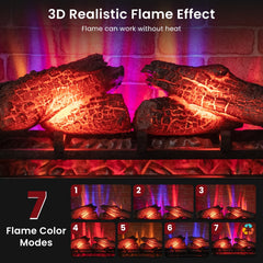 27 Inch Freestanding Fireplace with Remote Control-Black