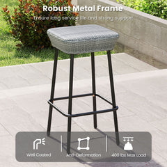 29.5 Inches Patio Bar Stools Set of 2 with Rattan Seat and Footrest