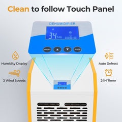290 Pint Commercial Dehumidifier with Built-in Pump, 9000 Sq Ft, 350 CFM, 55 dB, Yellow and White
