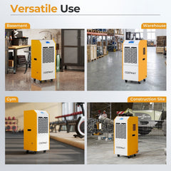 290 Pint Commercial Dehumidifier with Built-in Pump, 9000 Sq Ft, 350 CFM, 55 dB, Yellow and White