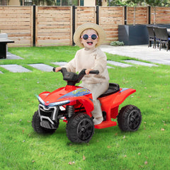Kids ATV, 6V Battery Powered Electric Vehicle with Headlights, Music, Forward/Reverse Switch for 18-36 Months, Red
