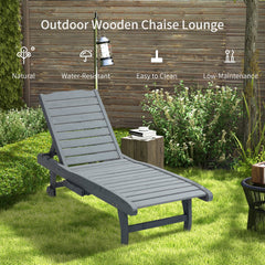 Adjustable Lounge Chair, Outdoor Patio Chaise Recliner with Pull-out Tray and 2 Wheels