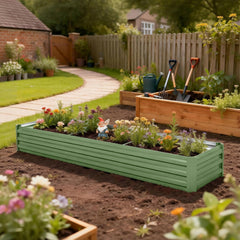 8'x2'x1' Galvanized Raised Bed, Large Elevated Planter Box for Growing Flowers, Herbs and Vegetables, Dark Grey