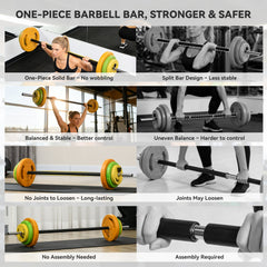44lbs Adjustable Barbell Weight Set with Non-slip Handle for Home Gym