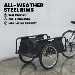 Bike Cargo Trailer, Bicycle Trailer Wagon Cart with Quick Release 16" Pneumatic Wheels, Red Flag