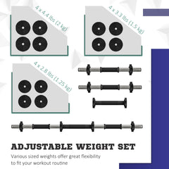 33LBS 2-in-1 Adjustable Barbell & Dumbbells Set, Weights Set with Non-slip Handles for Men and Women Home Gym Training