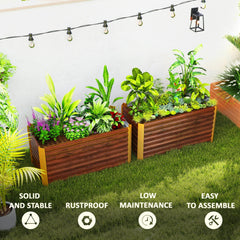 Set of 2 Galvanized Metal Planters for Outdoor Plants, 4' x 2' x 2' Raised Garden Bed, Dark Grey